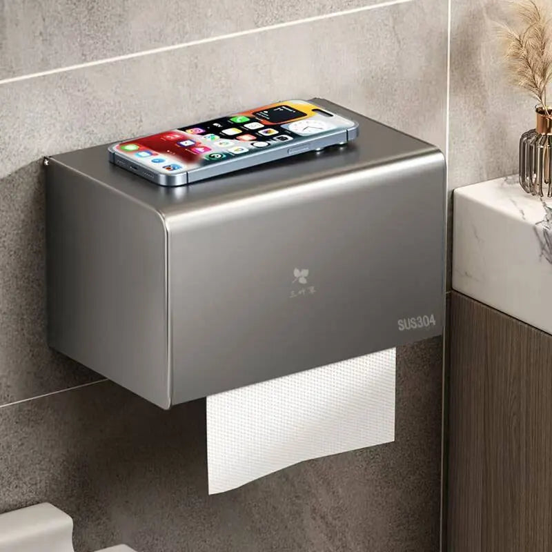 Bathroom Tissue Box Non-perforating Wall-mounted Toilet Tissue Rack Bathroom Waterproof Paper Box Washroom Bathroom Accessories