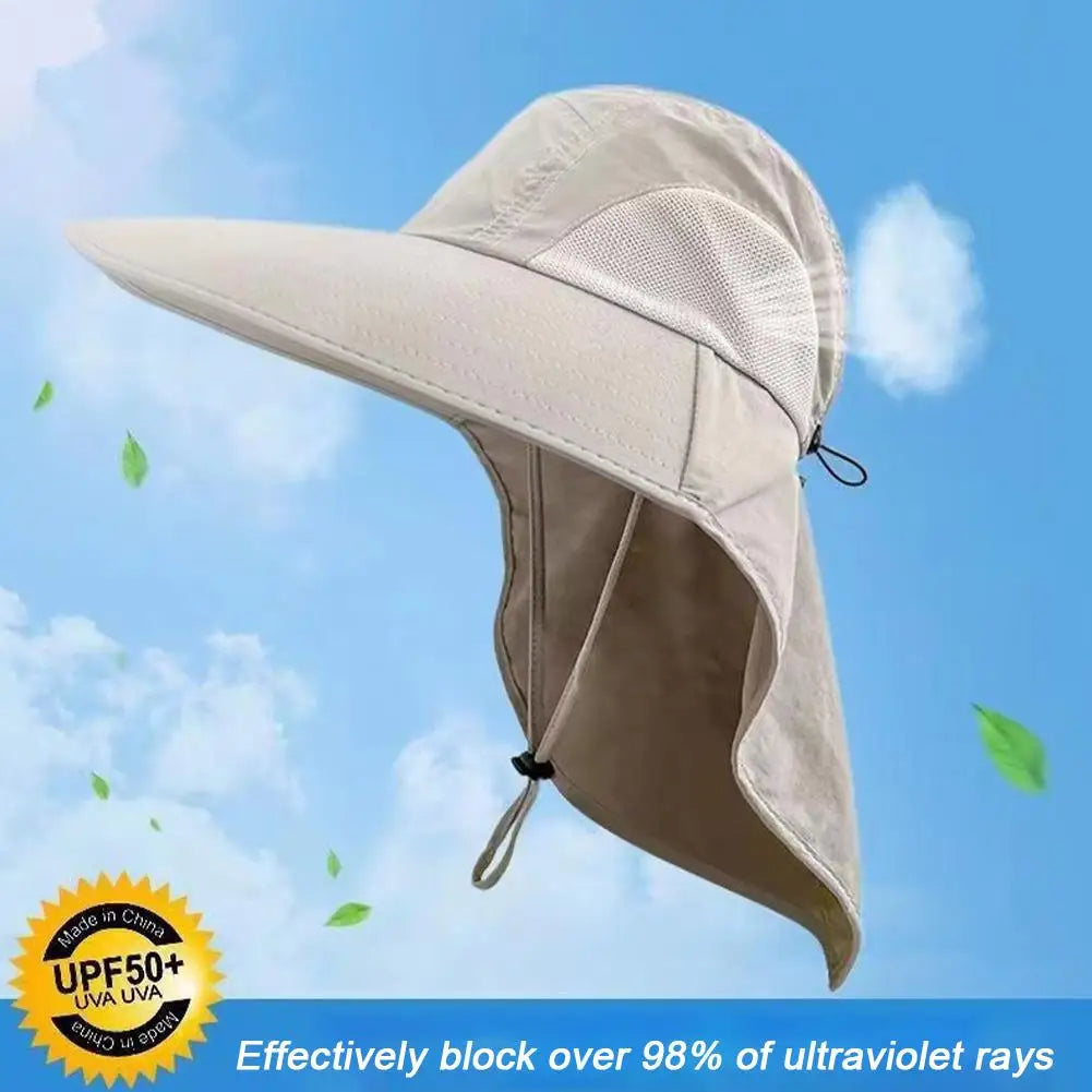 Outdoor Fisherman Hat Wide Brim Bucket Hat With Neck Hiking Cover