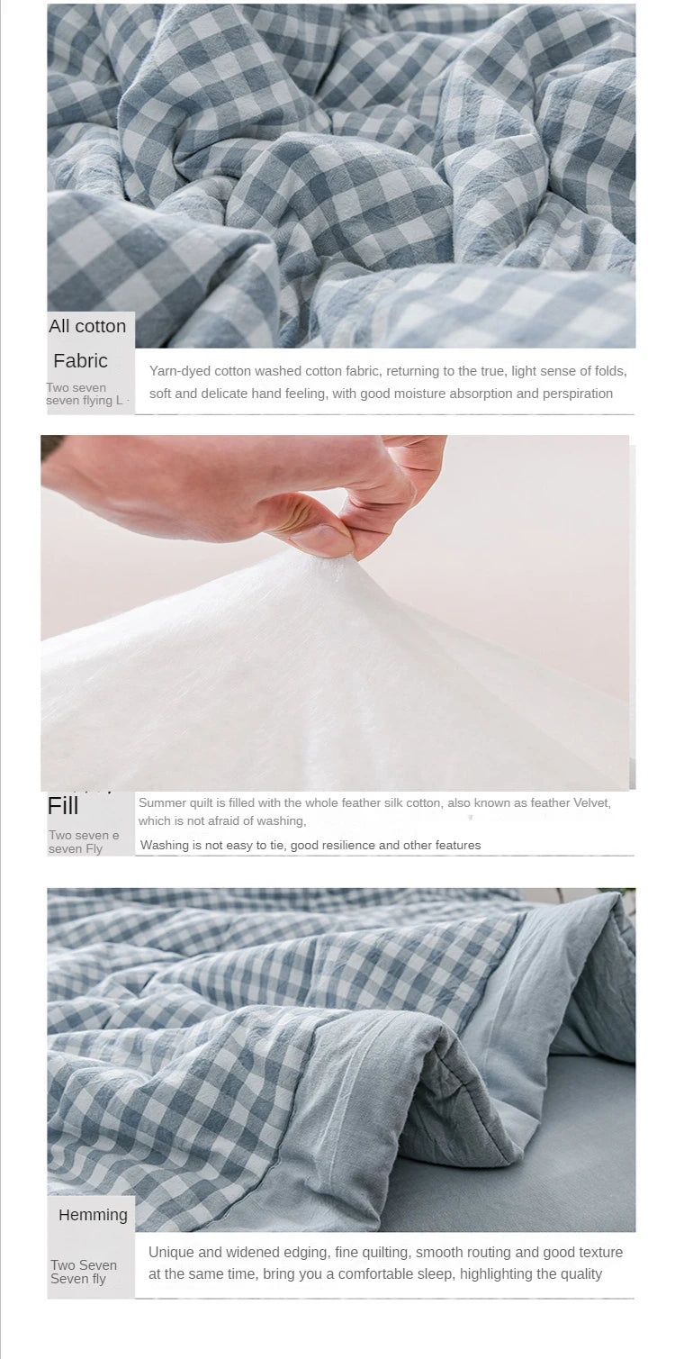 Soft Throw Striped Down Cotton Quilt Blanket Luxury For Cooling Summer Couch Cover Bed Machine Wash Bedspread