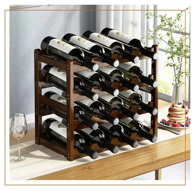 Red WineRack Decoration Household Grid Wine Display Rack Table Creative WineBottle rack Simple wine Cabinet Assemble StorageRack