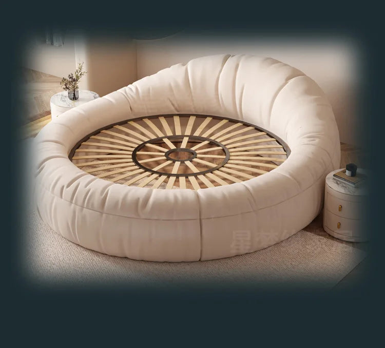 Minimalist white round bed 220x220cm high-end fashion creativity bedroom beds modern home camas moderrnas inteligentes furniture