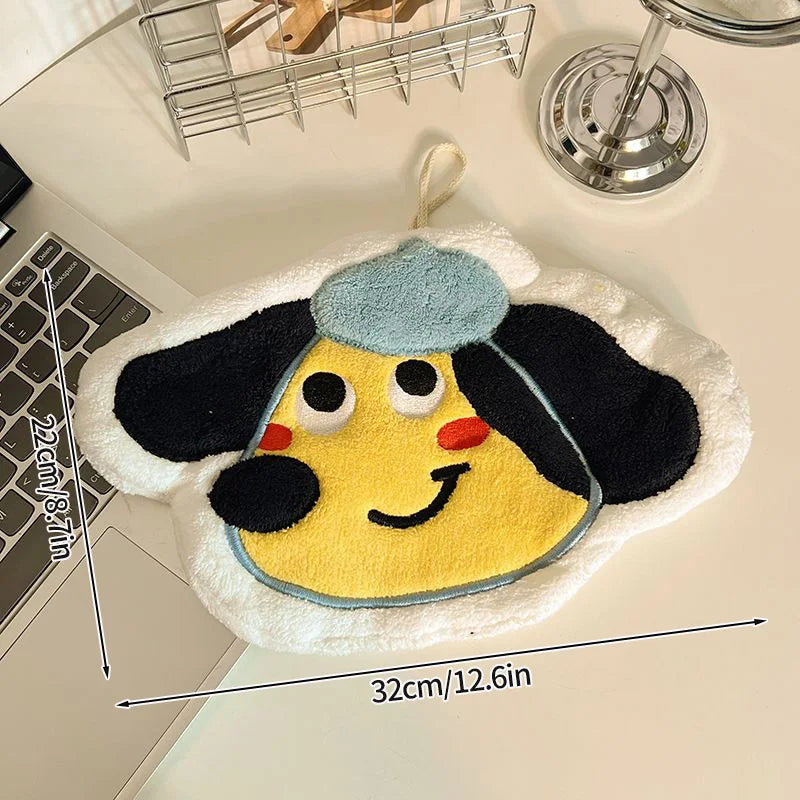 Cartoon Kitty Hand Towel Bathroom Soft Water-absorbing Towel Coral Fleece Handkerchief Hanging Kitchen Washing Hand Cloth Rag