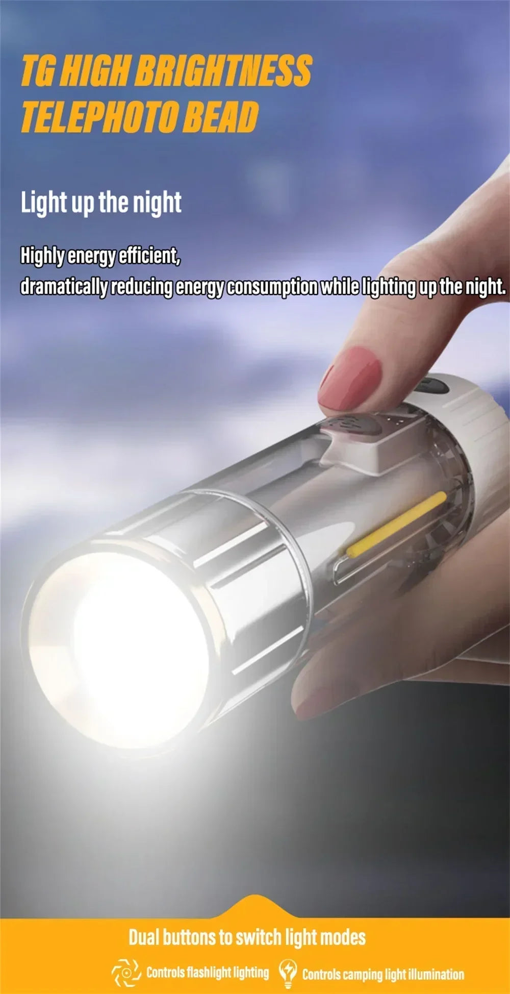 Rechargeable LED Portable Light Super Bright Flashlight Camping Light Work Light
