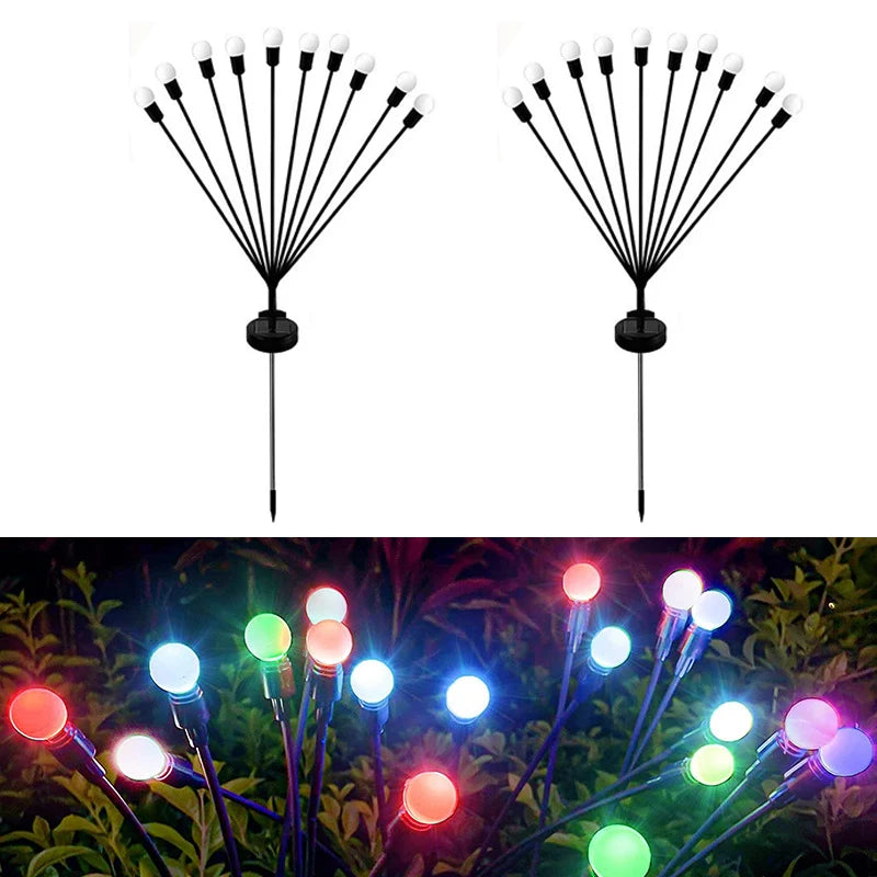 6/8/10 LEDs Outdoor Summer Garden Solar Firefly Lanw Lamp Courtyard Corridor Holiday Atmosphere Decor Landscape Ground Lights