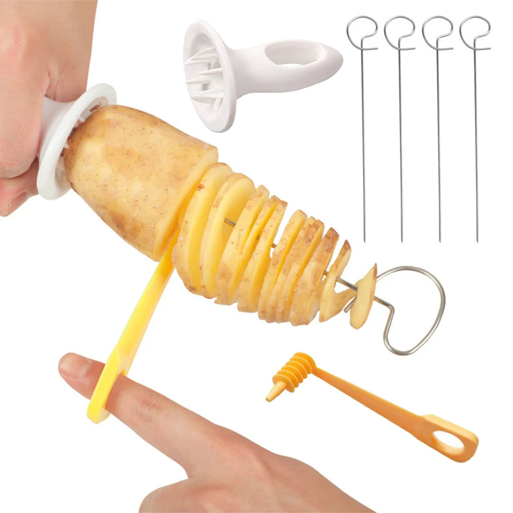 1Set Stainless Steel Plastic Rotate Potato Slicer