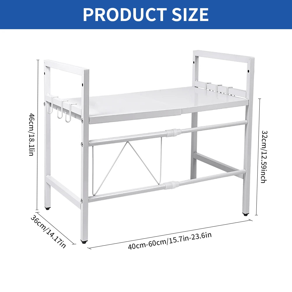 Microwave shelf kitchen shelf standing Flexible Extendable For countertop microwave shelf Kitchen shelf Matte Black