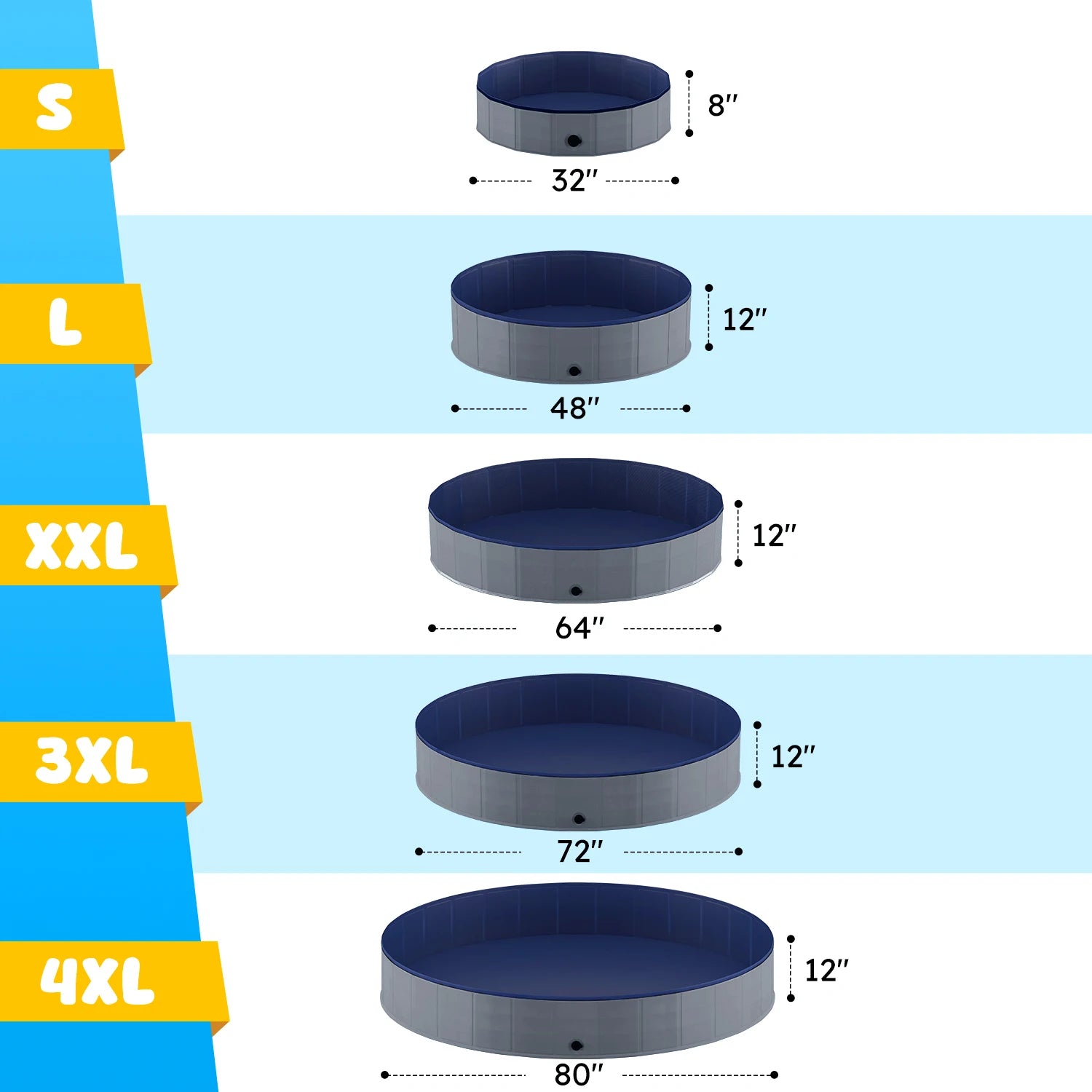 Portable Dog Pool, Foldable Pet Swimming Tub, Anti-Slip Collapsible Pet Bathtub