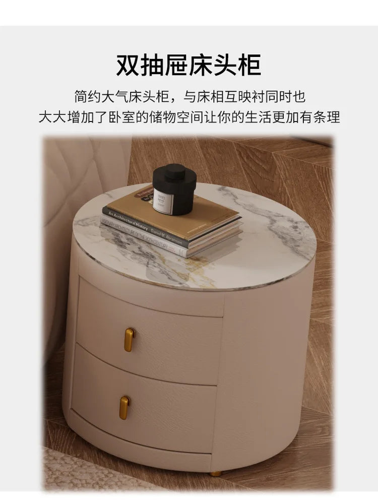 Minimalist white round bed 220x220cm high-end fashion creativity bedroom beds modern home camas moderrnas inteligentes furniture