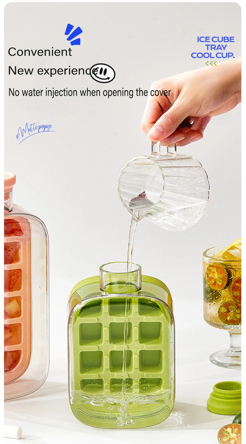 Portable Ice making Mold Ice Cube Tray With Lid and Straw Drinking Cup Silicone Freezer Ice Zero-contact Pressure Ice Cube Mold