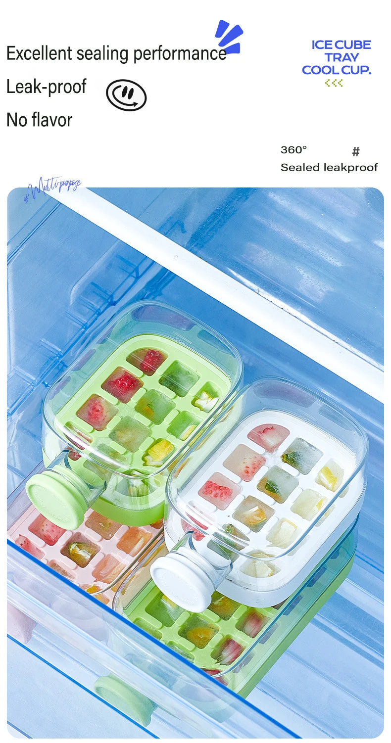 Portable Ice making Mold Ice Cube Tray With Lid and Straw Drinking Cup Silicone Freezer Ice Zero-contact Pressure Ice Cube Mold