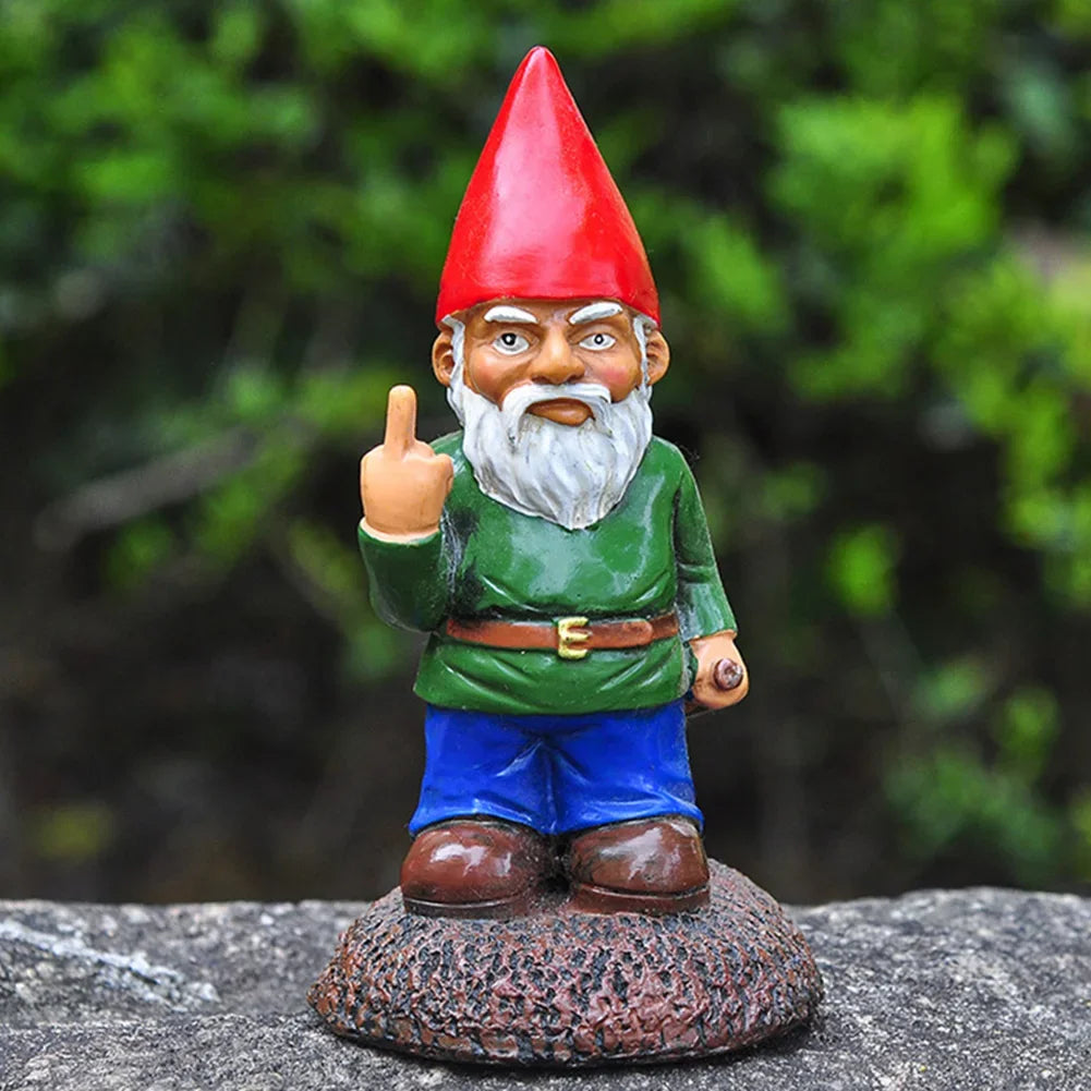Funny Garden Drunk Gnome Statue Middle Finger White Beard Dwarf Ornament Outdoor Resin Crafts Ornament for Garden Decoration