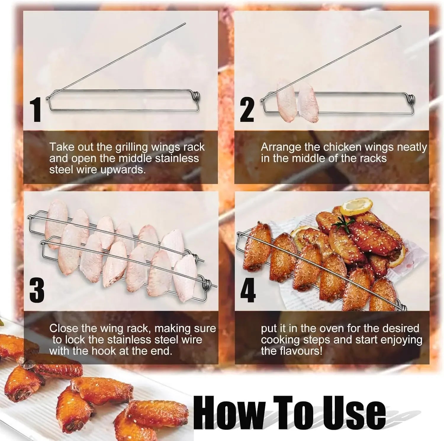 New Product Wingrailsgrilling Outdoor Barbecue Fork Chicken Wing Grill BBQ Barbecue Tools
