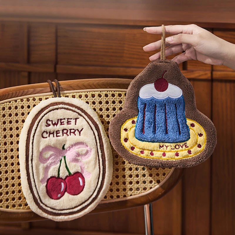 Hand Towel Absorbent Kitchen Towel Hand Cloth Bathroom Hand Cloth Cartoon Hand Towels Convenient Hanging Towel for Hand 핸드타올