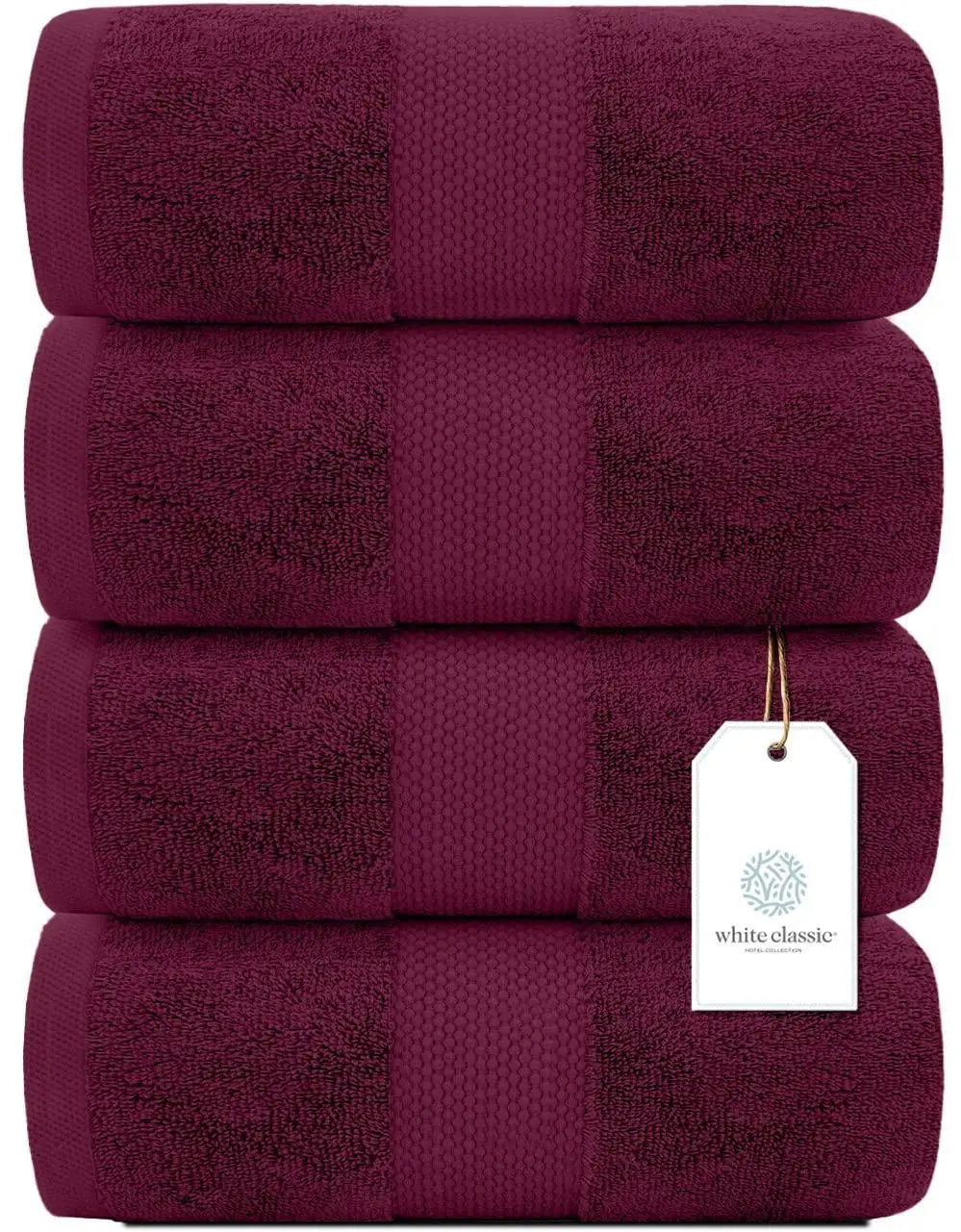 27x54 inch Bath Towels Set of 4 Wine Red Ultra Soft 700 GSM Cotton Large Quick Dry Luxury Highly Absorbent