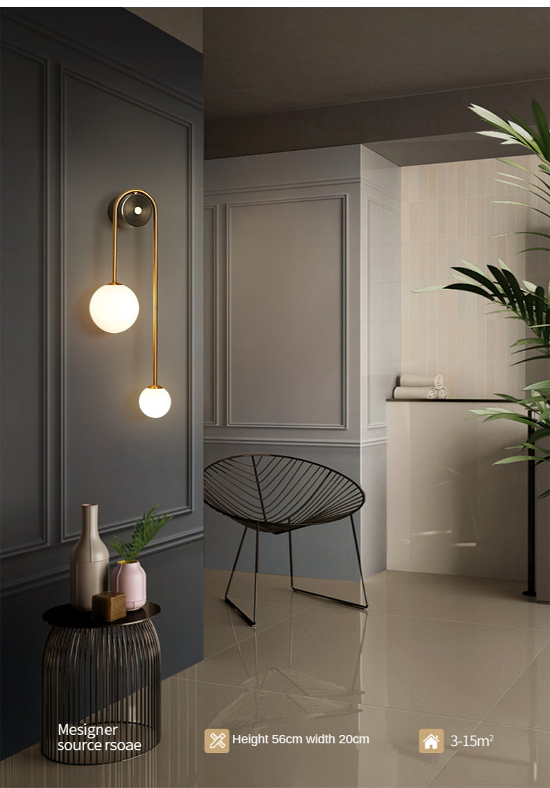 Modern Bedroom Bedside Wall Light Lamp Glass Ball  LED Gold Home Decor Living Room Corridor Interior Lighting Sconce Luminaire