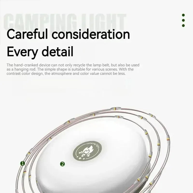 4in1 Camping Lamp Strip LED Atmosphere 10M Length Waterproof Recyclable Light Belt Outdoor Garden Decoration Lamp for Tent Room