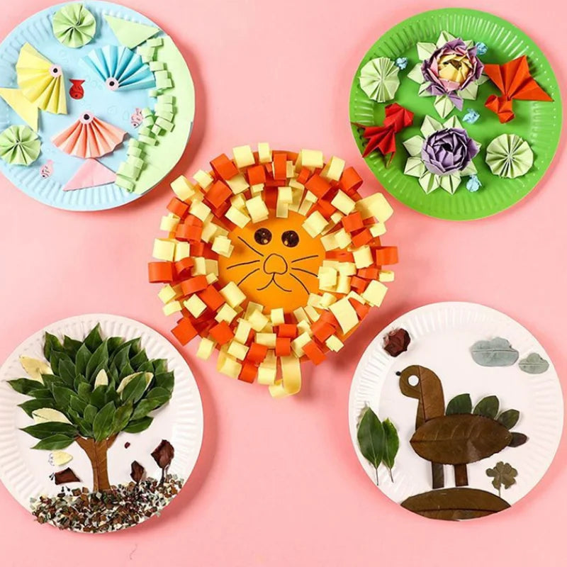 50pcs Paper Plate, Disposable Party Tableware, Bone Spitting Plate, Picnic Plate, Children's Drawing Diy White Cardboard, Decora