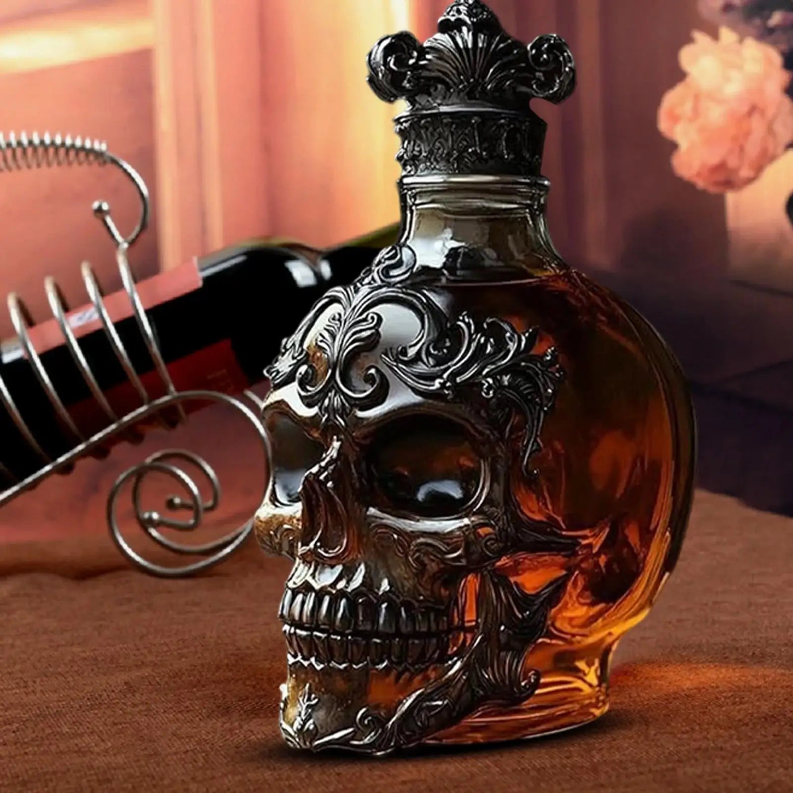 Skull glass whiskey decanator	Creative Skull Glass Wine Bottle  Gothic Glass Bottle decants home brewing & wine making barware
