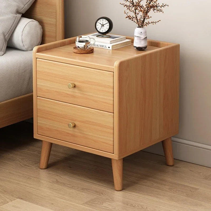 Bedside cabinet, household small bedroom storage, narrow cabinet, mini storage shelf, solid wood color, multi-purpose storage