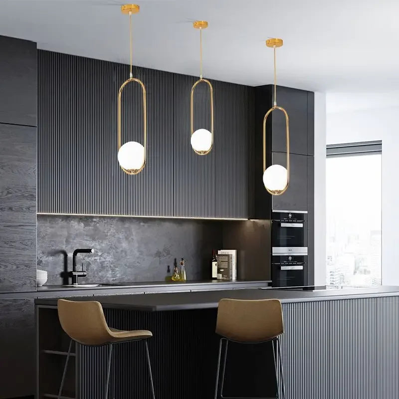 Nordic Bedside Bedroom Light Luxury Modern Simple Minimalist Restaurant Lamp Bar Long Line Single Head Gold Small Chandelier