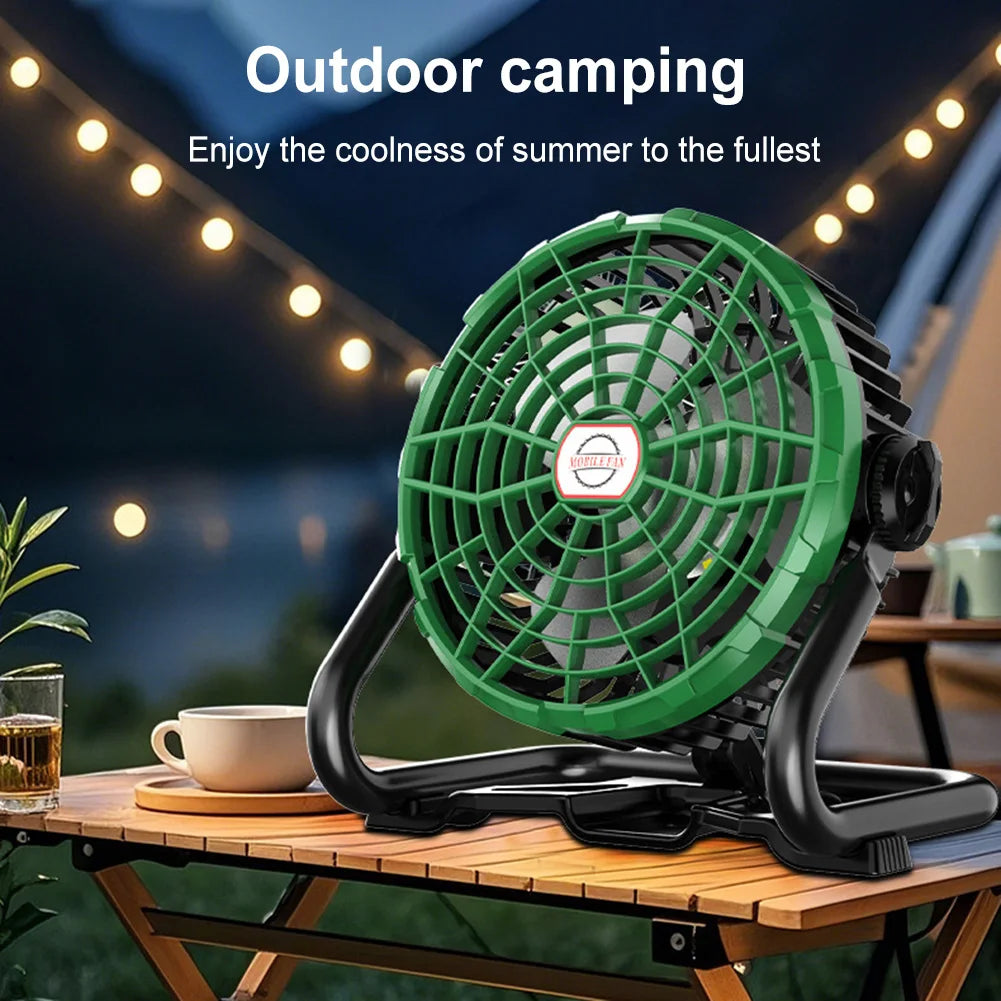 Portable Camping Fan with LED Camping Lamp USB Rechargeable Outdoor Tent Fan 4400mAh Camping Air Circulators for Fishing Picnic