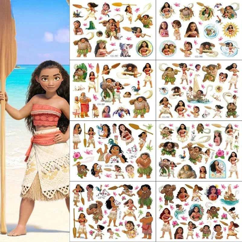 Disney Moana 2 Tattoo Stickers Party Favors Children's Toys Cartoon Sticker Kids Birthday Party Decoration Boys Girls Cute Gifts
