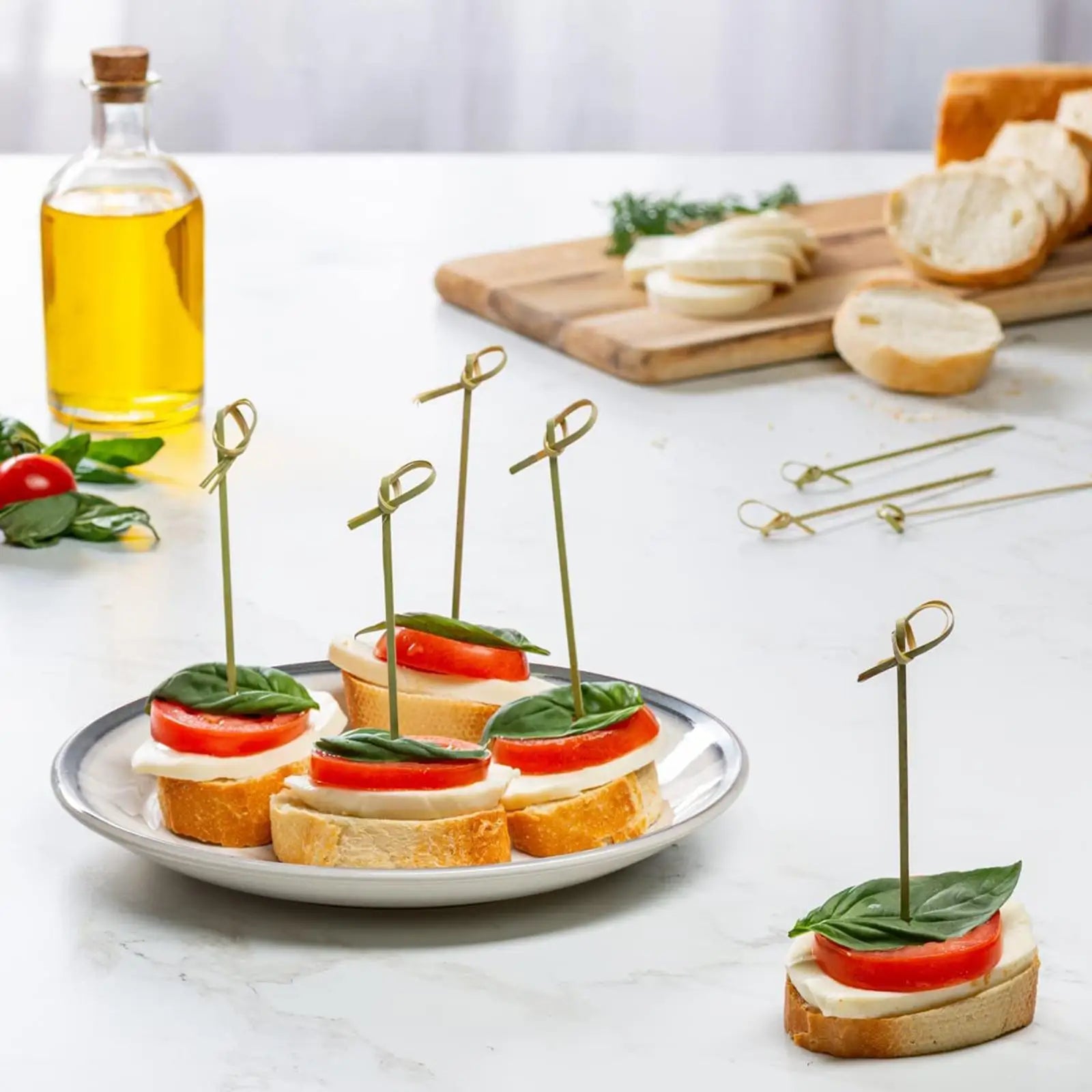 100pcs Cocktail Picks Disposable Bamboo Knot Stick Skewers Cocktail Picks Fruit Forks Barbeque Party Decoration Bar Tool