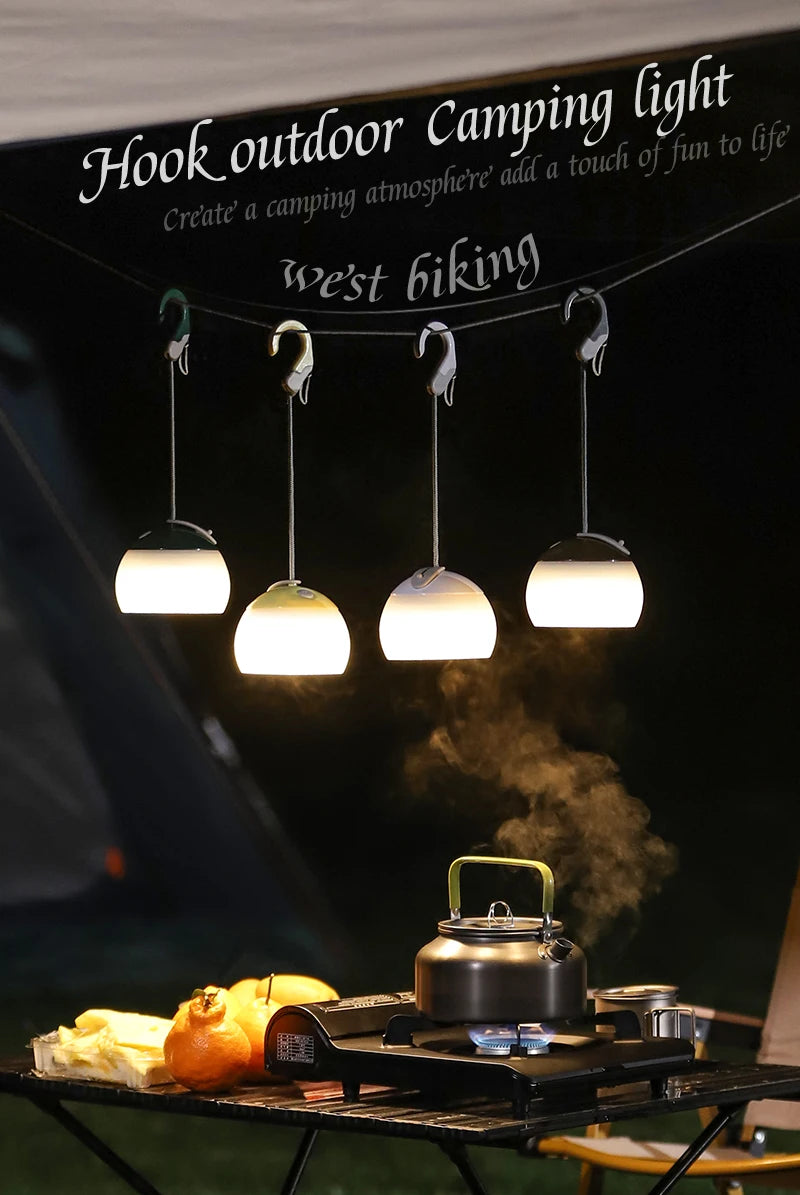 WEST BIKING Camping Tent Hanging Light Portable Camping Lanterns USB Rechargeable Led Light Camp Lamp for Outdoor Emergency