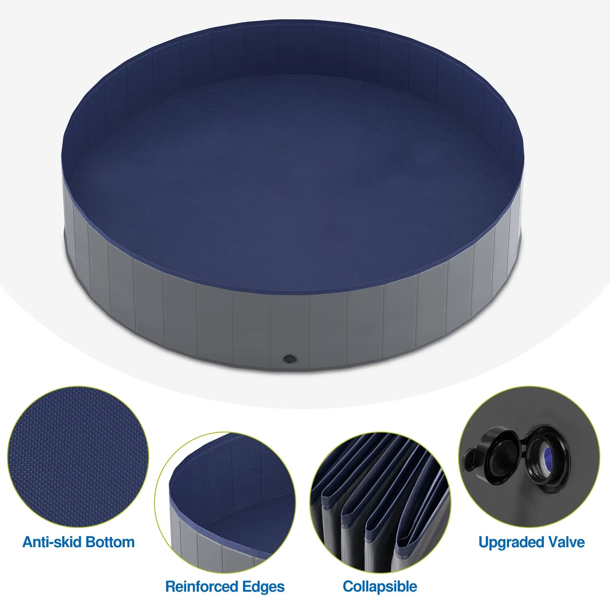 Portable Dog Pool, Foldable Pet Swimming Tub, Anti-Slip Collapsible Pet Bathtub