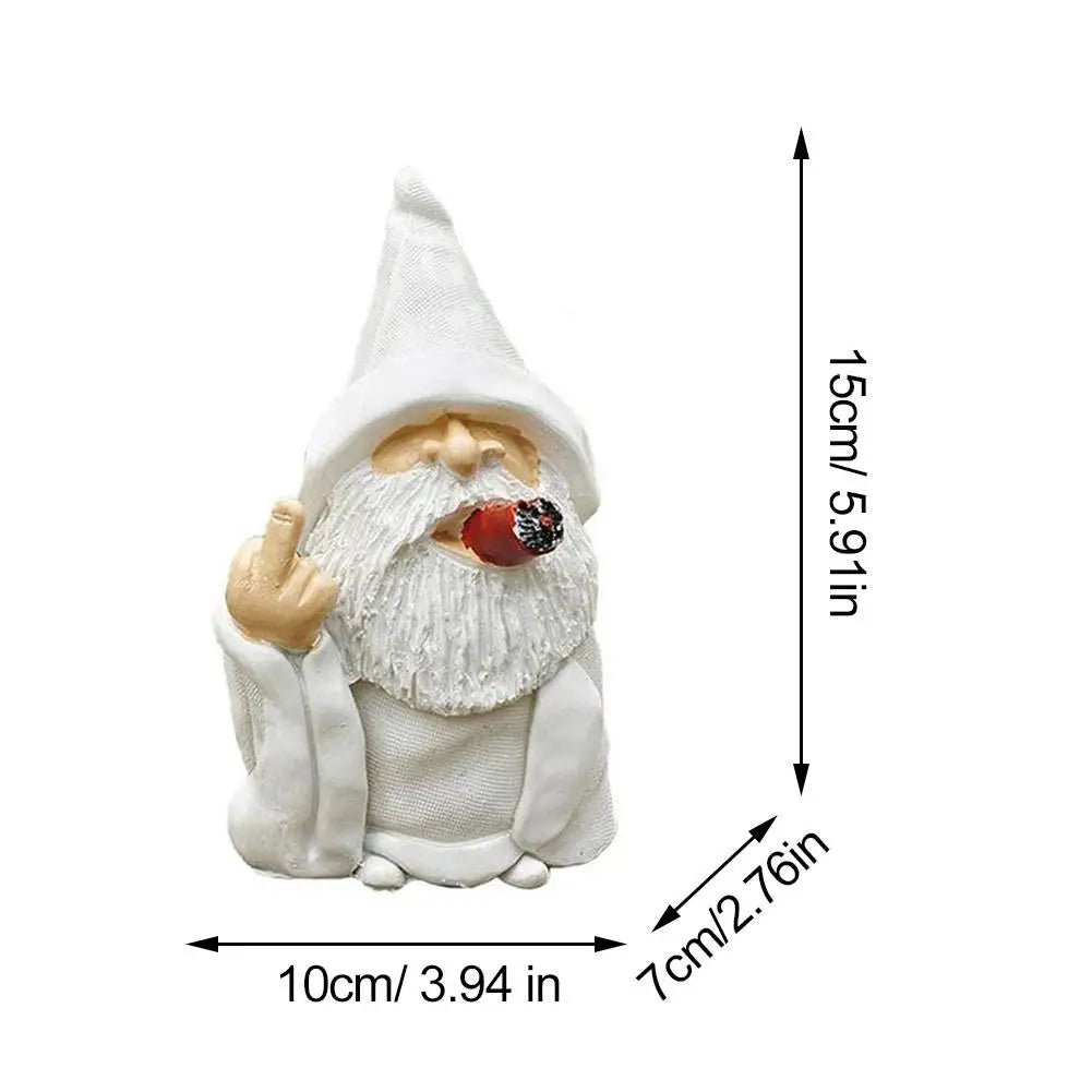 Smoking White White Beard Old Man Smoking Scissors Hand Resin Decoration Ornaments With Middle Finger Garden Gnomes Statues