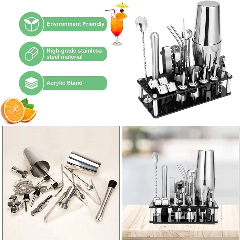 2-25 Pcs/Set Cocktail Shaker Set Mixer Bartender Kit, for Home Bar Party Jigger Tools Drink Martini Boston Cocktail Mixer Shaker