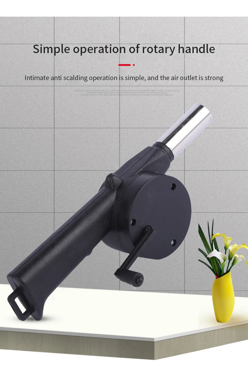 Hand-cranked Air Blower Barbecue Fan Mini Portable BBQ Grill Fire Bellows Picnic Camping Accessories Outdoor Hand Tools