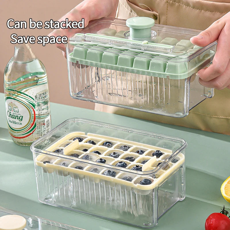 15/28/30 Grids Ice Cube Tray with Lid Creative Summer Ice Making Box Press Type Ice Storage Box Quick-freeze Kitchen Gadget