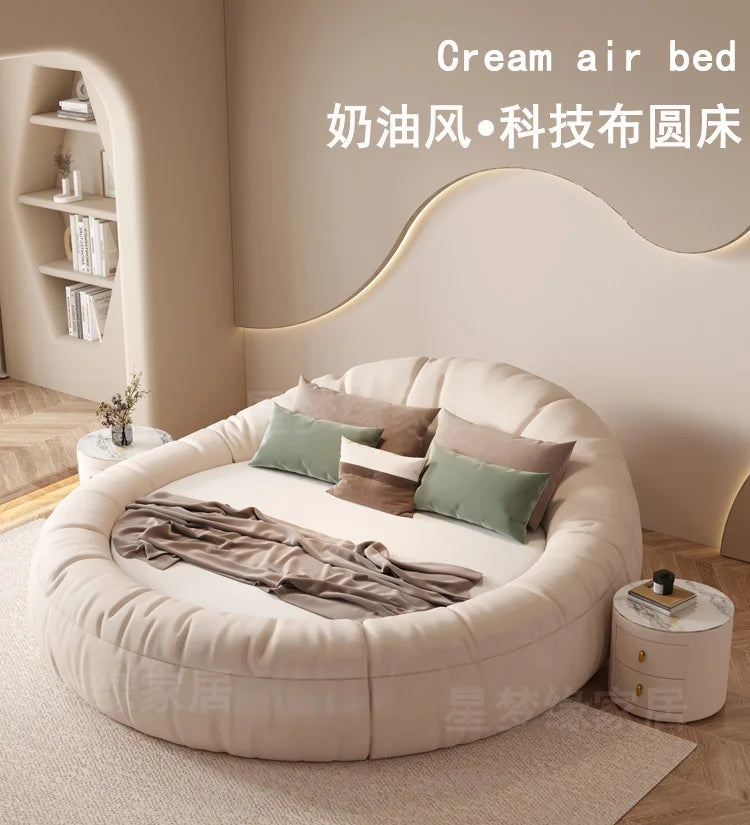 Minimalist white round bed 220x220cm high-end fashion creativity bedroom beds modern home camas moderrnas inteligentes furniture