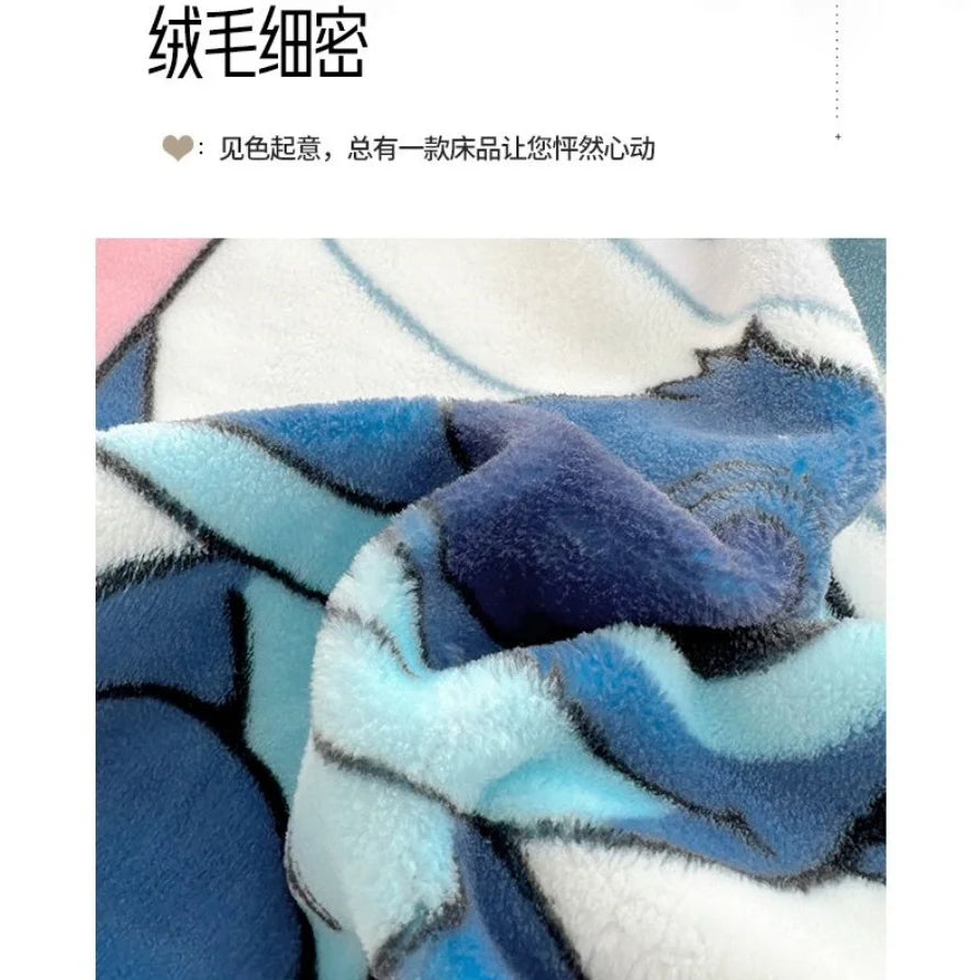 Stitch Cartoon Blanket Kawaii Lightweight Style Home Textile Flannel Soft Throw Blanket Bedding Sofa Cover for Kids Gift