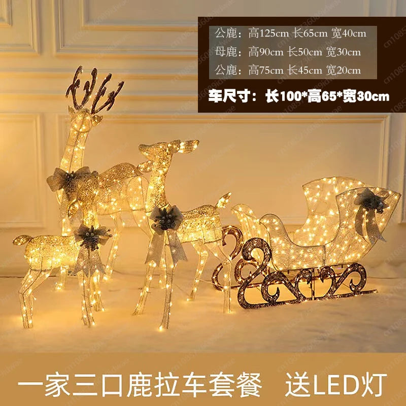 Christmas large scene deer sleigh car elk Santa decorations beautiful props Christmas tree ornaments