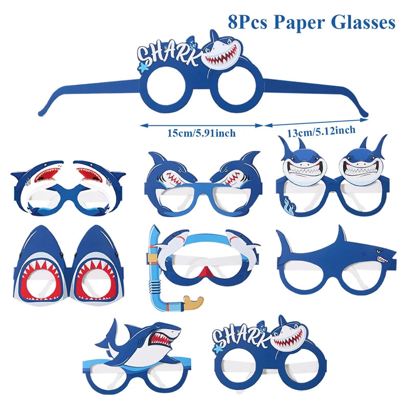 Shark Party Disposable Tableware Set Plates Cups Ocean Shark Birthday Party Decor Kids Boy Baby Shower Party Decor Supplies