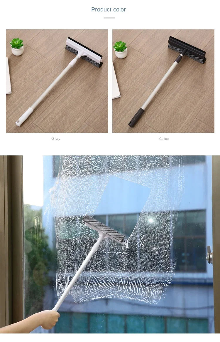 1pc Squeegee Window Cleaner 2 in 1 Retractable Pole Cleaning Window