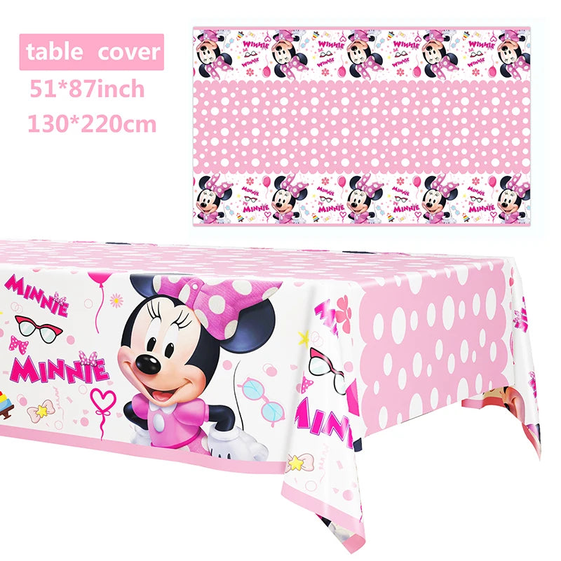 Disney Minnie Mouse Theme Birthday Party Shower Paper Disposable Tableware for girl favor DIY balloon Paper Cup Cake Plate Decor