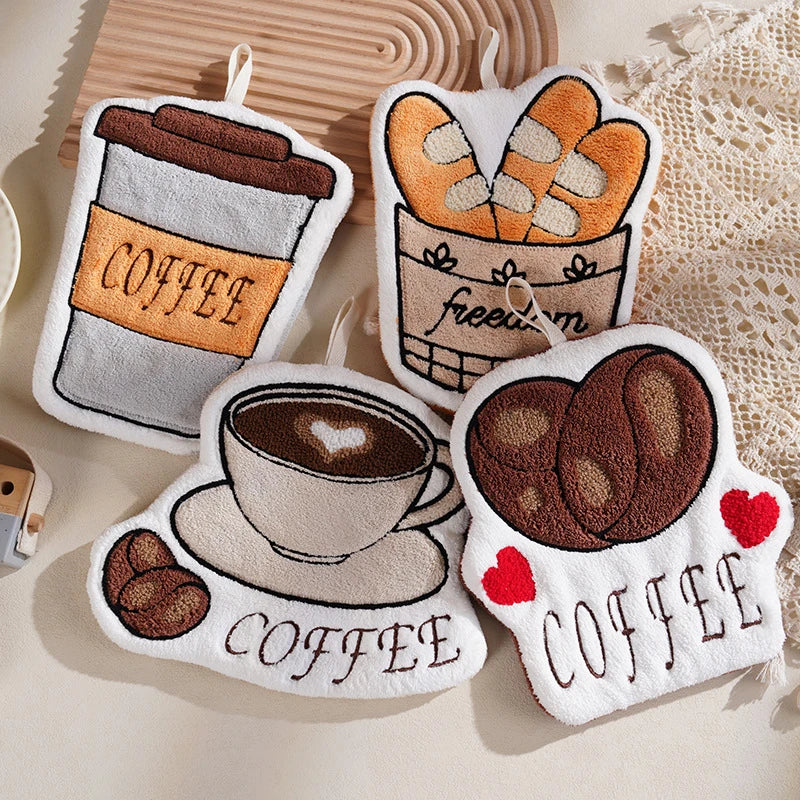 Hand Towel Absorbent Kitchen Towel Hand Cloth Bathroom Hand Cloth Cartoon Hand Towels Convenient Hanging Towel for Hand 핸드타올