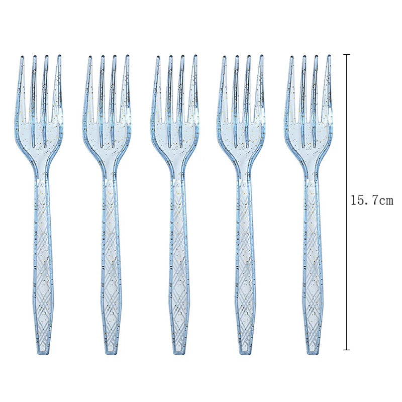 Transparent gold powder colored tableware Theme Birthday Decorations Party Disposable Tableware Paper Napkins Cups Plates