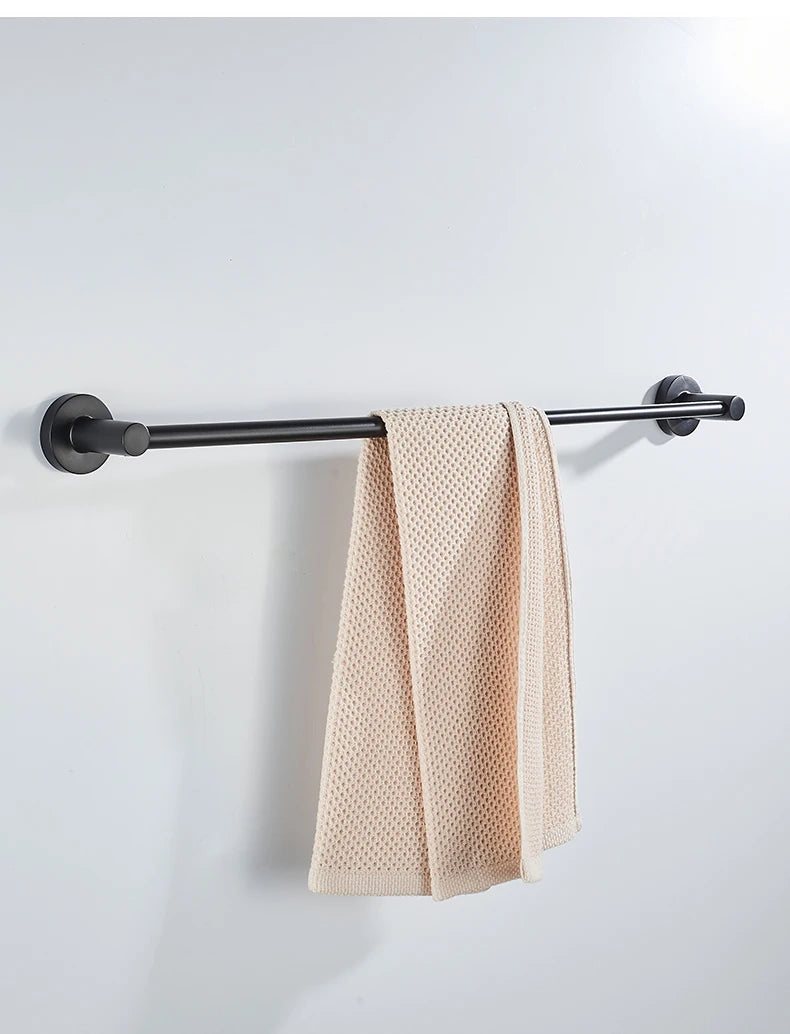 Bathroom Retractable Towel Single Bar Black, Chrome Single Towel Rack Extended Drying Towel Hanging Bar Bathroom EL81024