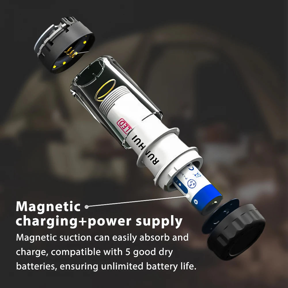 ML4 Outdoor Camping Lantern LED Camping USB Rechargeable Light, Free Tripod, Magnetic Base, 2 Lampshades