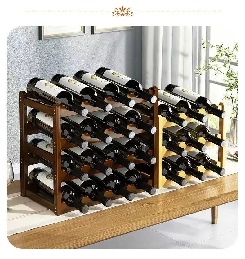 Red WineRack Decoration Household Grid Wine Display Rack Table Creative WineBottle rack Simple wine Cabinet Assemble StorageRack