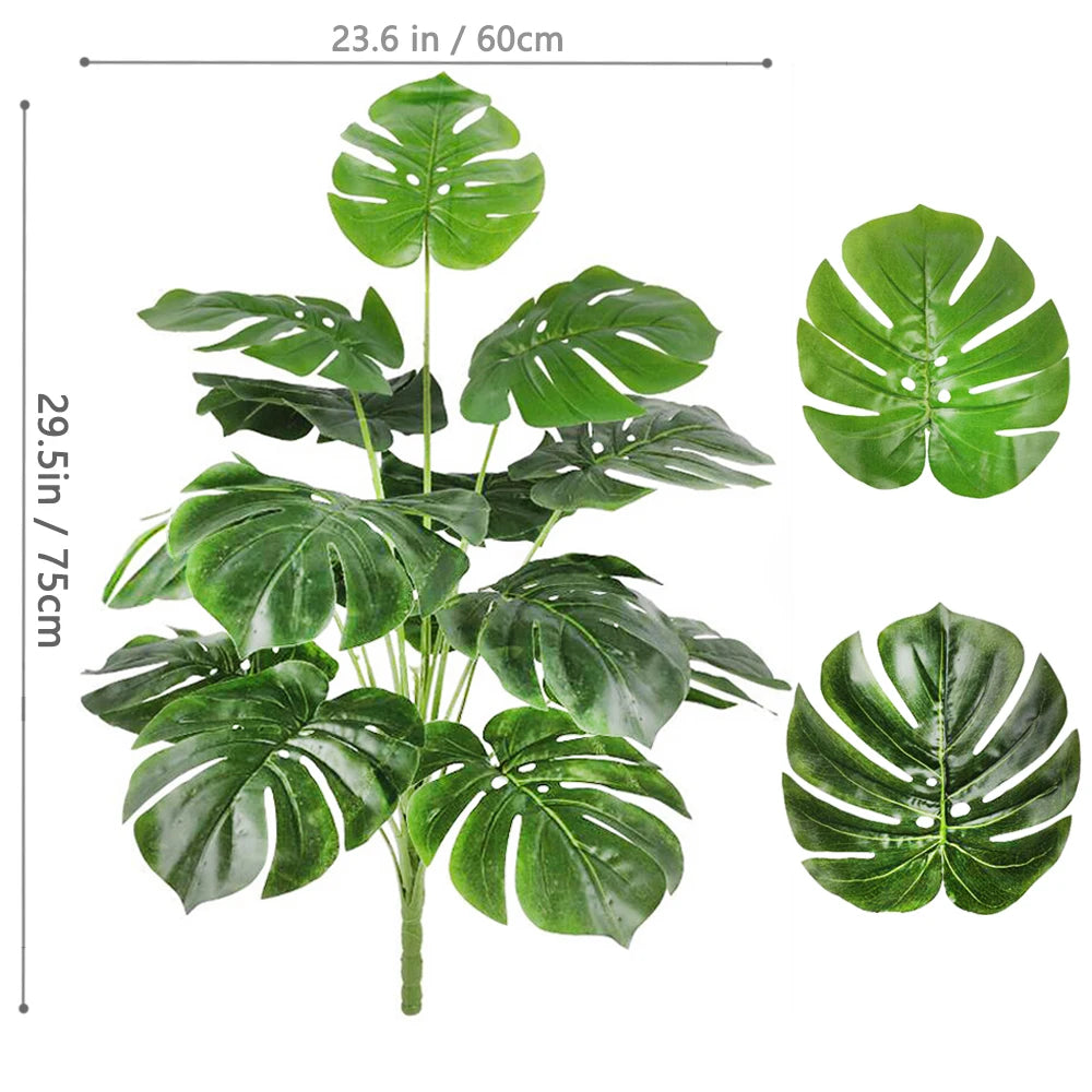 40-103cm /40.5in Artificial Monstera Plants Fake Palm Tree Plastic Turtle Leaves Green Tall Plants For Home Garden Room Decor