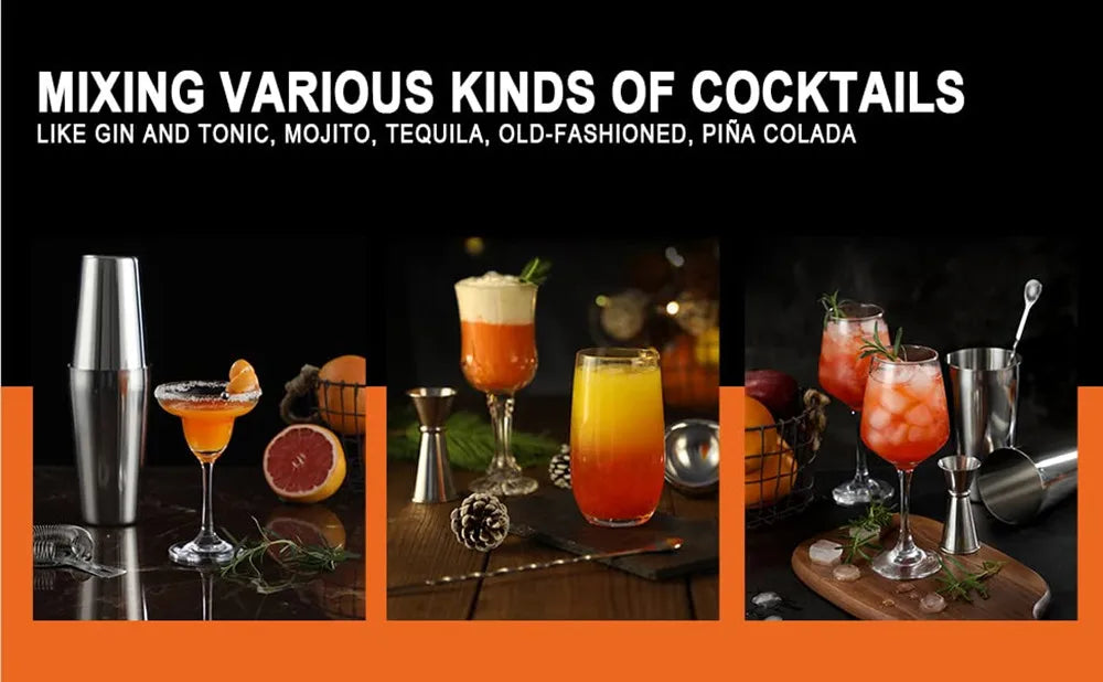 2-25 Pcs/Set Cocktail Shaker Set Mixer Bartender Kit, for Home Bar Party Jigger Tools Drink Martini Boston Cocktail Mixer Shaker