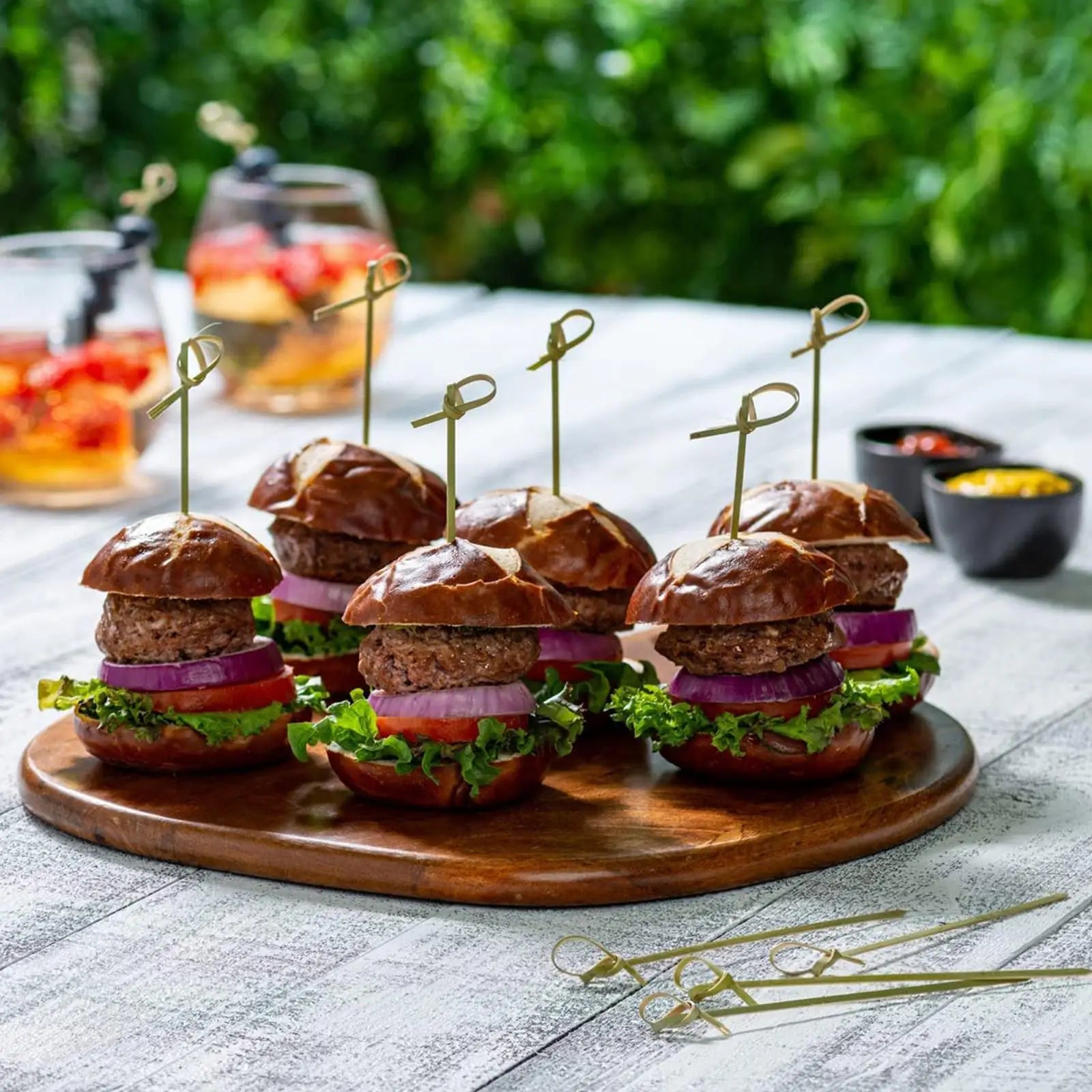 100pcs Cocktail Picks Disposable Bamboo Knot Stick Skewers Cocktail Picks Fruit Forks Barbeque Party Decoration Bar Tool