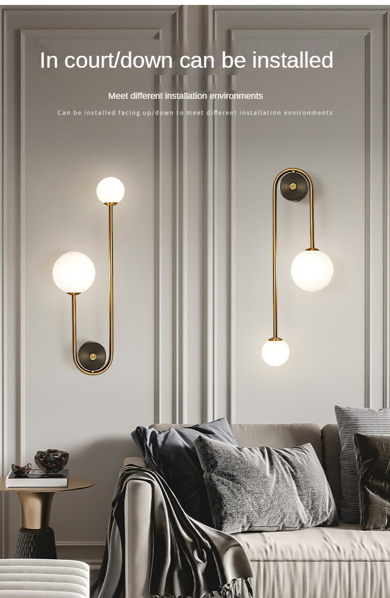 Modern Bedroom Bedside Wall Light Lamp Glass Ball  LED Gold Home Decor Living Room Corridor Interior Lighting Sconce Luminaire