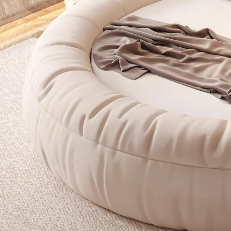 Minimalist white round bed 220x220cm high-end fashion creativity bedroom beds modern home camas moderrnas inteligentes furniture