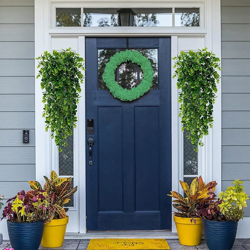 1/2PCS Artificial Hanging Plants Faux Eucalyptus Leaf Greenery Vine Outdoor UV Resistant Plastic Plants for Home Wedding Decor